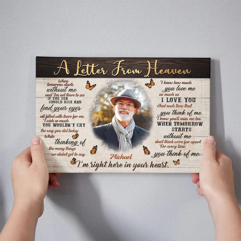 Personalized Jesus Memorial Canvas - Grandma Loss Wall Art, Sympathy Gifts With A Letter From Heaven