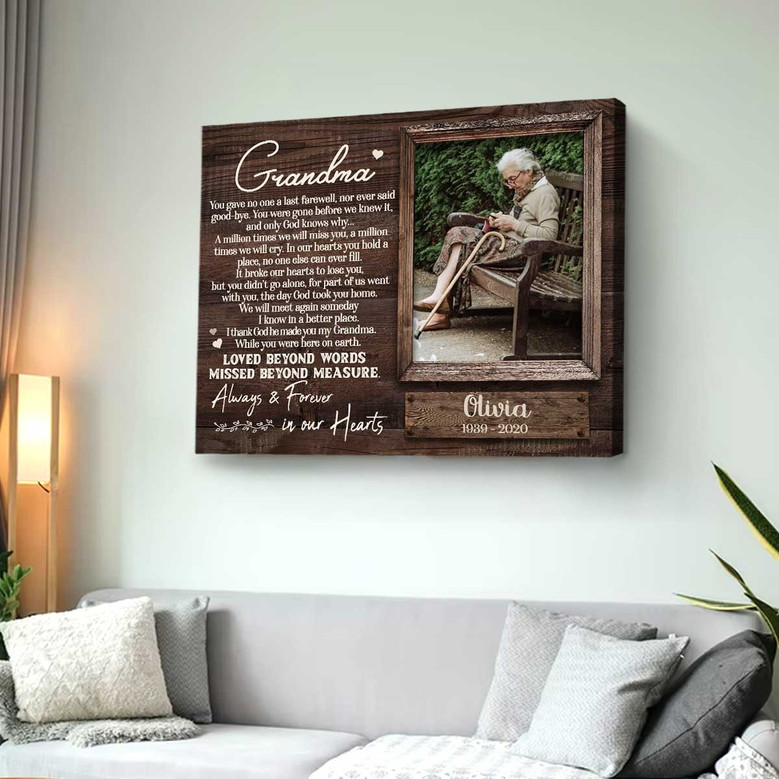 In Loving Memory memorial canvas for grandma loss, comforting remembrance wall art and condolence gift to honor her life