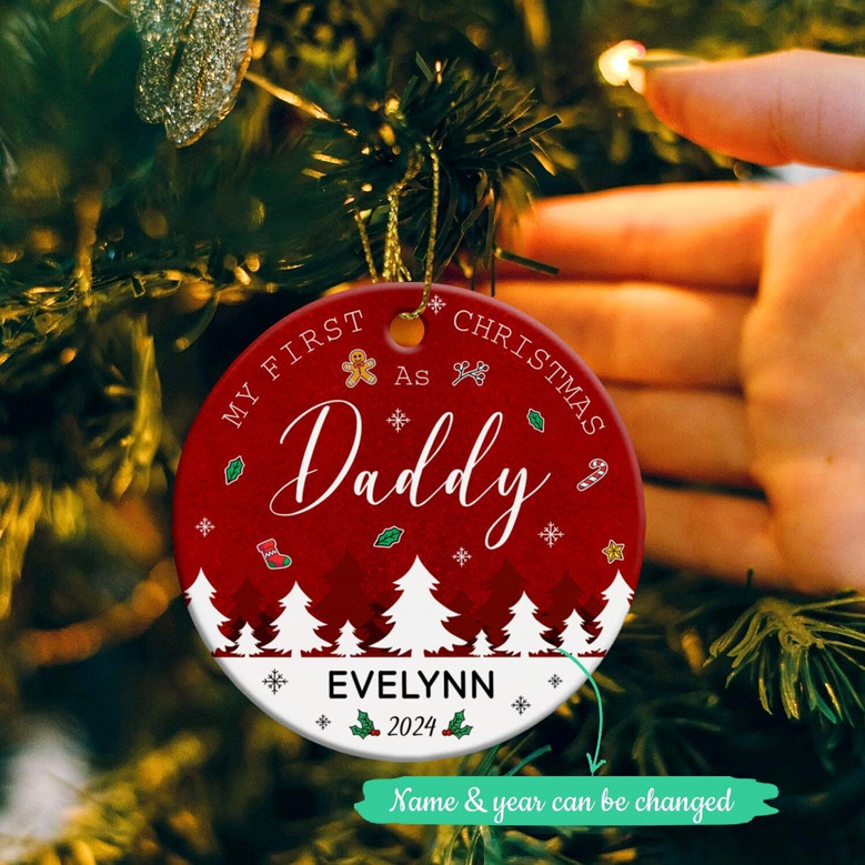 Personalized New Dad Ornament 2025 - Thoughtful Living Room Gift For First Christmas