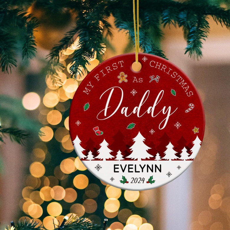 Personalized New Dad Ornament 2025 - Thoughtful Living Room Gift For First Christmas