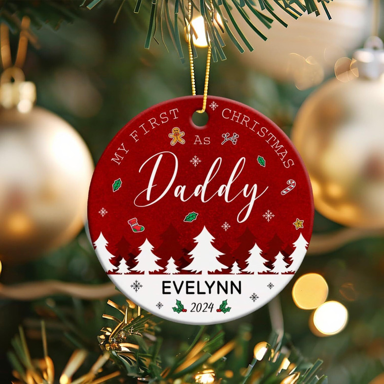 Personalized New Dad Ornament 2025 - Thoughtful Living Room Gift For First Christmas