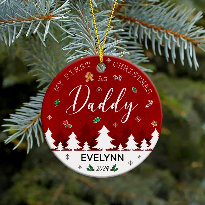 Personalized New Dad Ornament 2025 - Thoughtful Living Room Gift For First Christmas