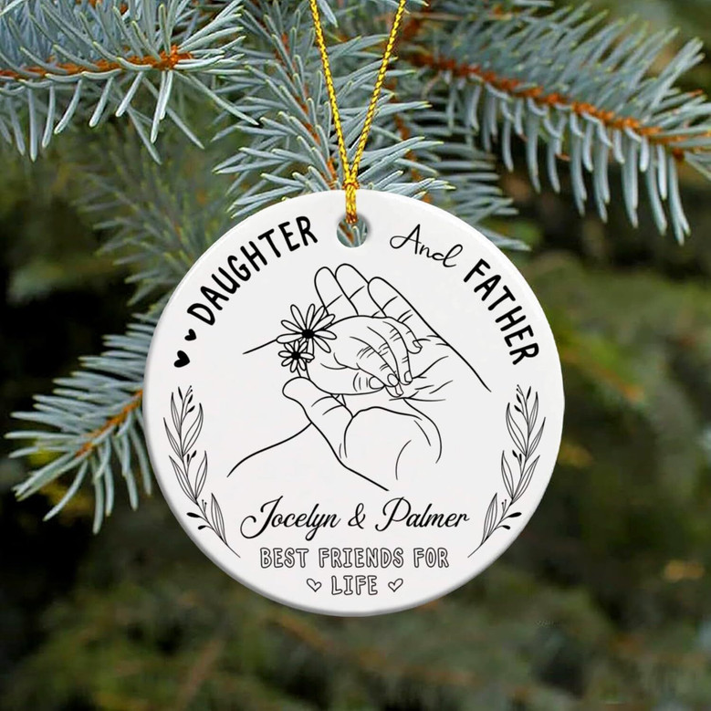 Heartfelt Daughter & Father Day Ornament - 2025 Christmas Keepsake With Custom Names For Living Room