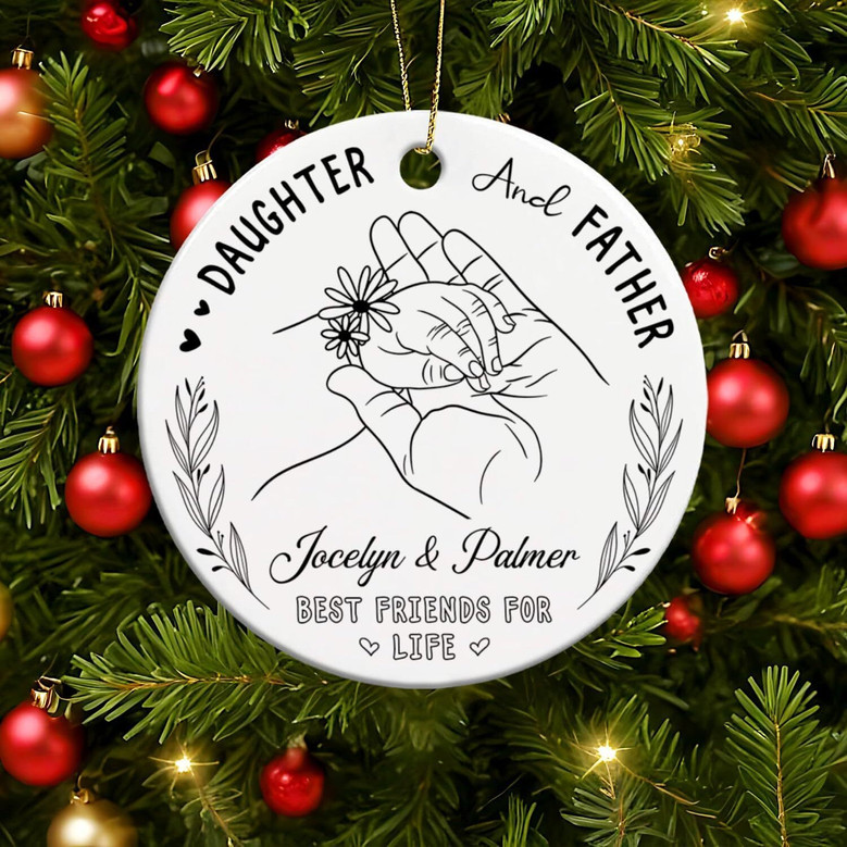 Heartfelt Daughter & Father Day Ornament - 2025 Christmas Keepsake With Custom Names For Living Room