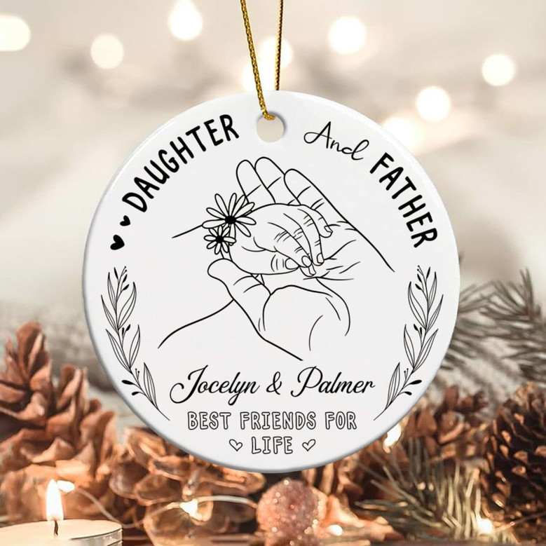 Heartfelt Daughter & Father Day Ornament - 2025 Christmas Keepsake With Custom Names For Living Room