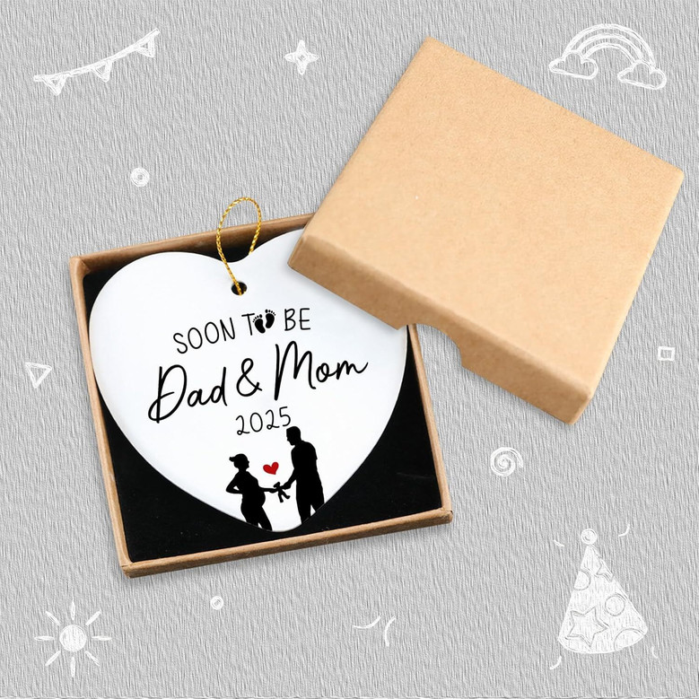 Soon-To-Be Dad And Mom 2025 Hanging Ornament – Living Room Decor For First Time Parents, Christmas Tree Heart Keepsake