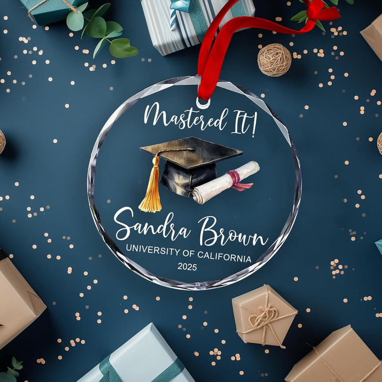 Custom Graduation Wall Art And Decor With Crystal Ornament - Class Of 2025 Keepsake For Her Or Him