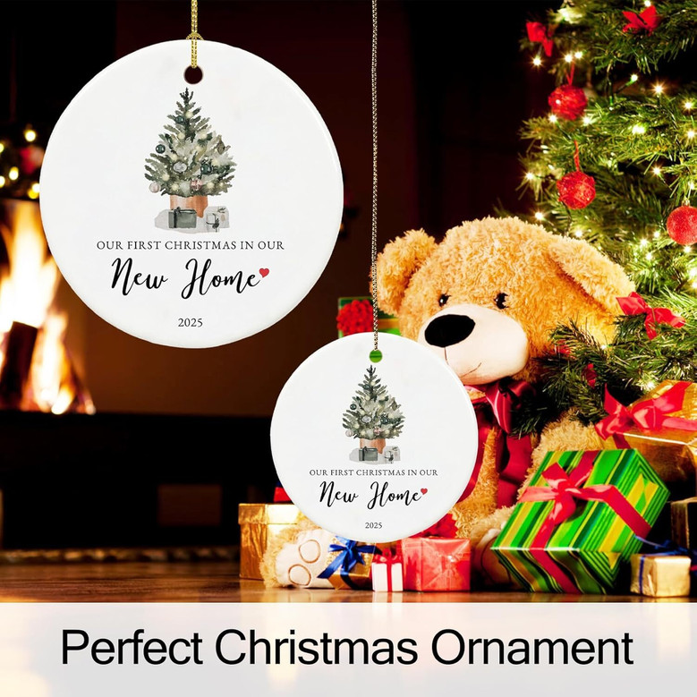 Celebrate Your First Christmas In Your New Home With a Personalized 2025 Living Room Ornament Gift