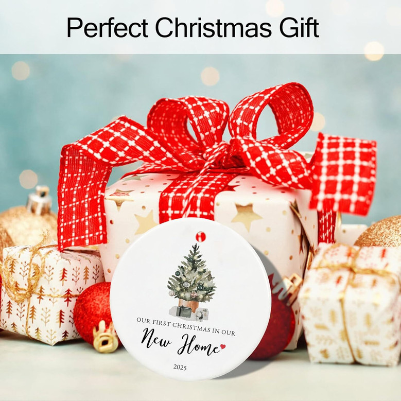 Celebrate Your First Christmas In Your New Home With a Personalized 2025 Living Room Ornament Gift