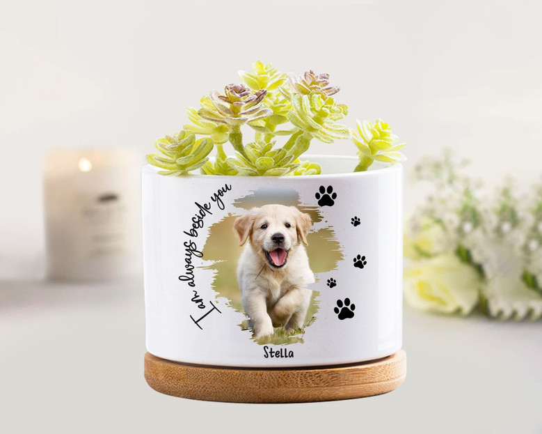 Personalized Pet Memorial Plant Pot and Bamboo Tray | Forever Loved Sympathy Gift for Pet Owners