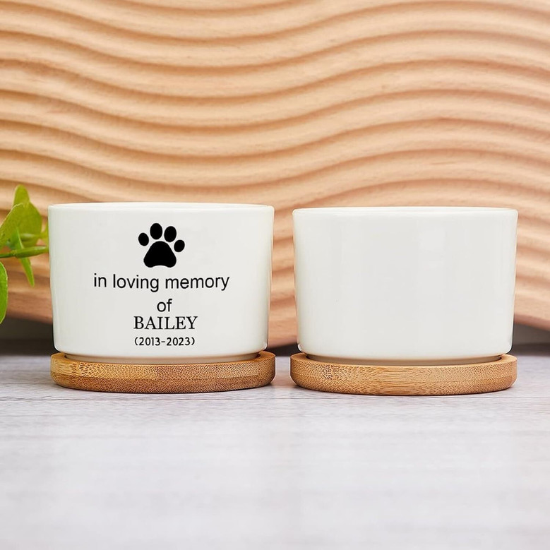 Touching Personalized Pet Memorial Plant Pot For Dog Loss - Custom Flower Pot Bereavement Gift For Patio And Garden