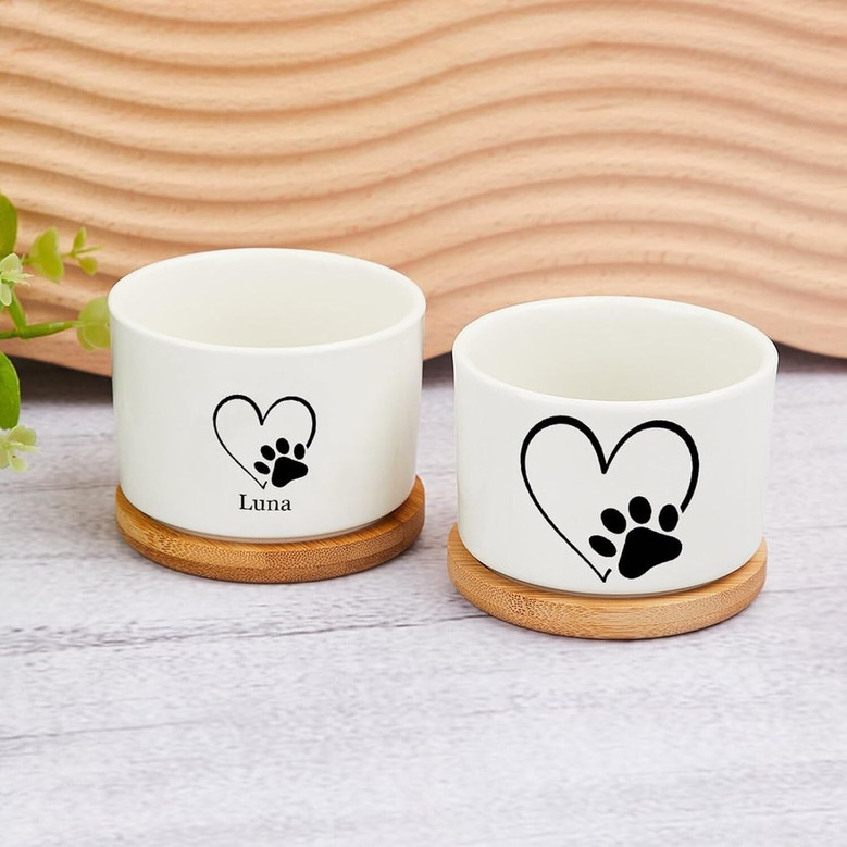 Personalized Pet Memorial Plant Pot - Custom Dog Sympathy Gifts With Indoor Ceramic Planter And Office Desk Decor