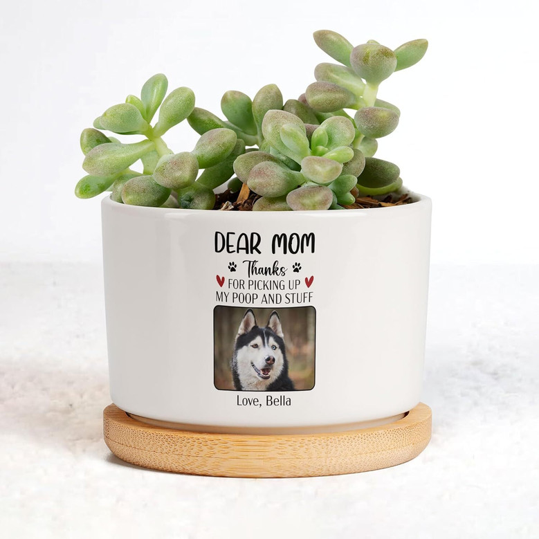 Heartfelt Custom Dog Photo Plant Pots - Unique Memorial Gifts For Home And Garden Decor