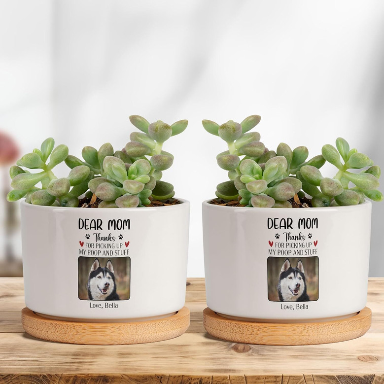 Heartfelt Custom Dog Photo Plant Pots - Unique Memorial Gifts For Home And Garden Decor