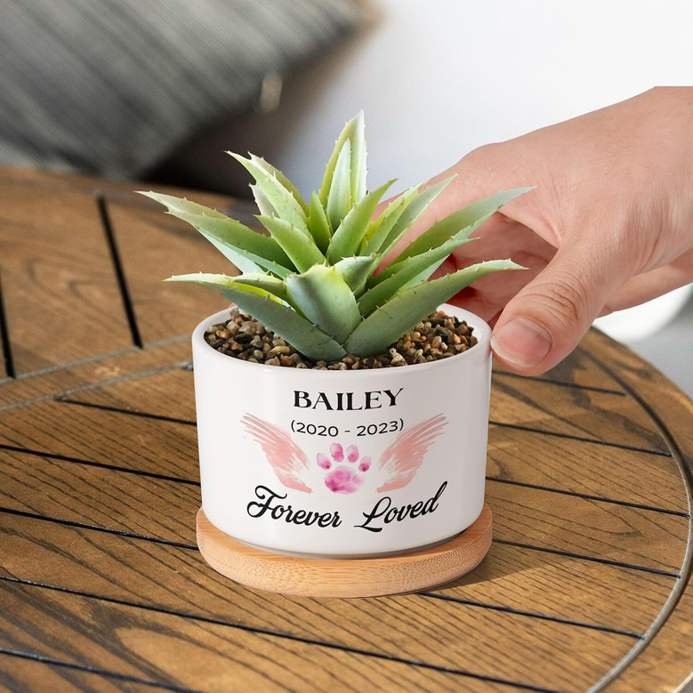Custom Photo Dog Planter - Sympathy Gift For Pet Loss - Personalized Memorial Pot For Dog Moms