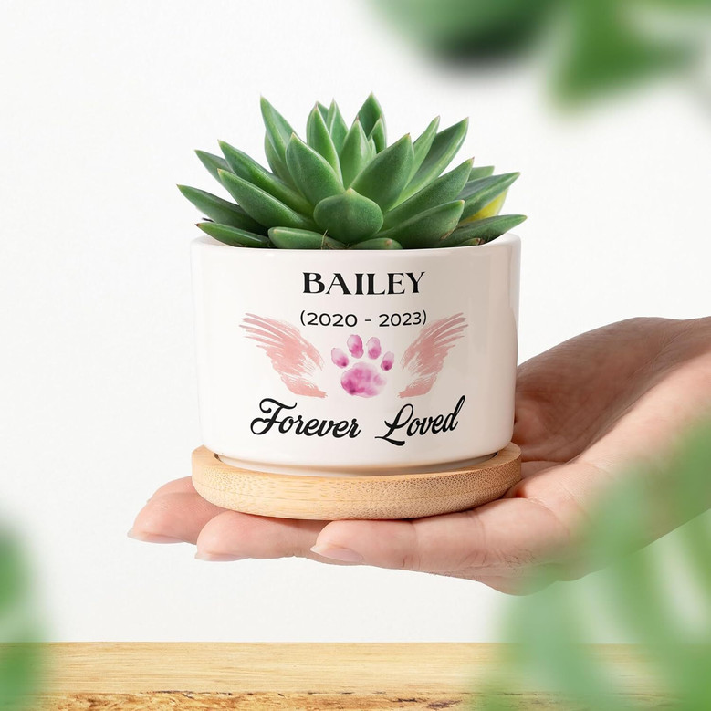 Custom Photo Dog Planter - Sympathy Gift For Pet Loss - Personalized Memorial Pot For Dog Moms