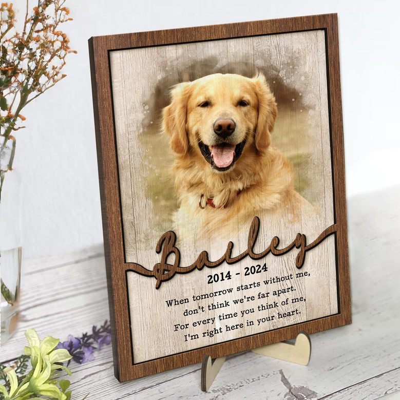 Pet Memorial Wooden Signs – Personalized ‘I’m Right Here in Your Heart’ Remembrance Gift