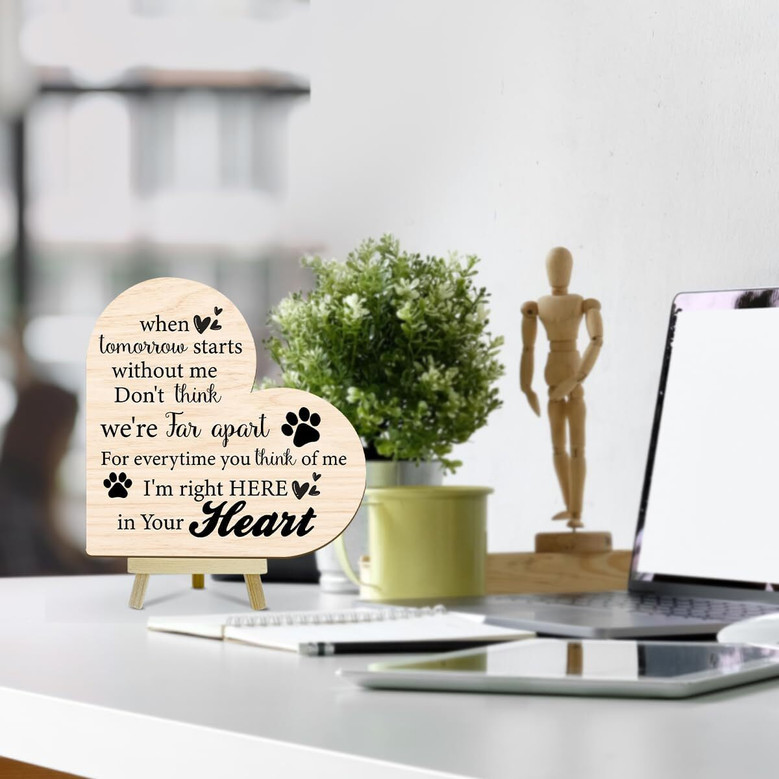 Touching Dog Memory Wooden Heart For Pet Loss - Desk DéCor Plaque
