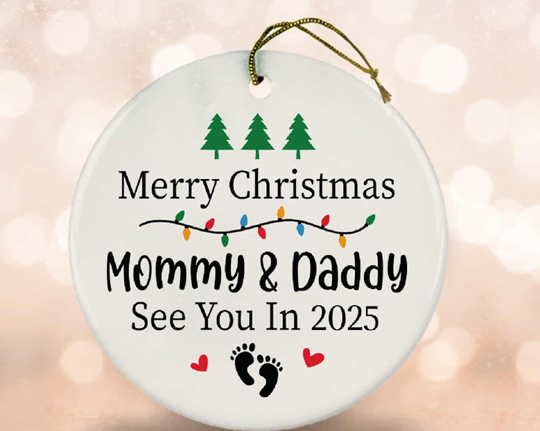 Personalized Pregnancy Announcement Ornament - Merry Christmas Gift For Mommy And Daddy To Be - Living Room Holiday DéCor 2025