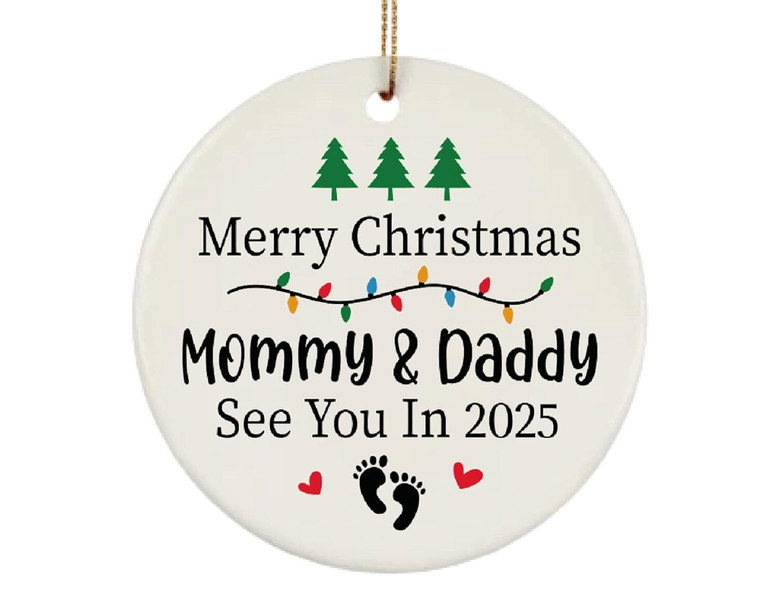 Personalized Pregnancy Announcement Ornament - Merry Christmas Gift For Mommy And Daddy To Be - Living Room Holiday DéCor 2025