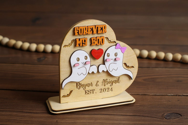 Forever My Boo Couples Wooden Sign For Spooky Halloween And Anniversary Decor