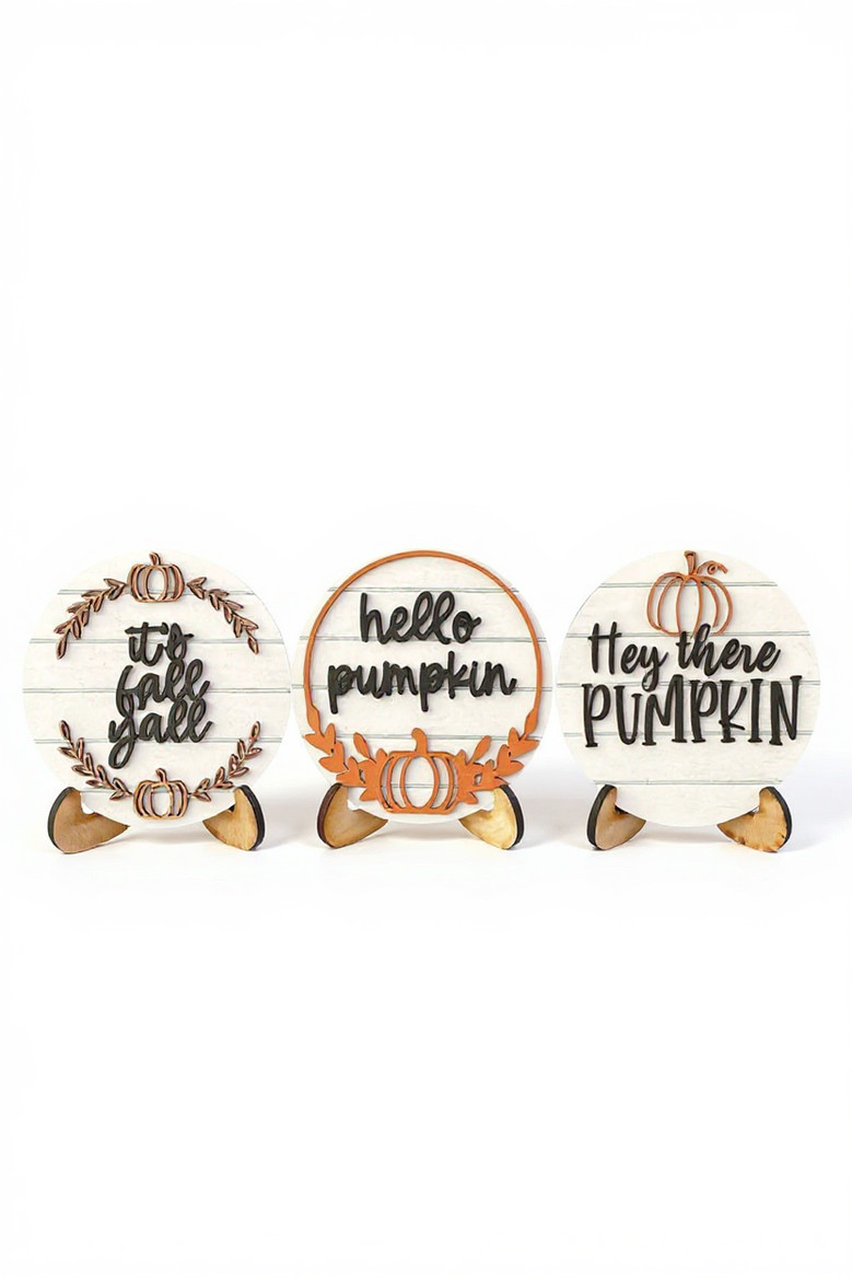 Rustic Pumpkin Wood Sign For Halloween DéCor - Fall Farmhouse Style Mini Sign For Tier Trays