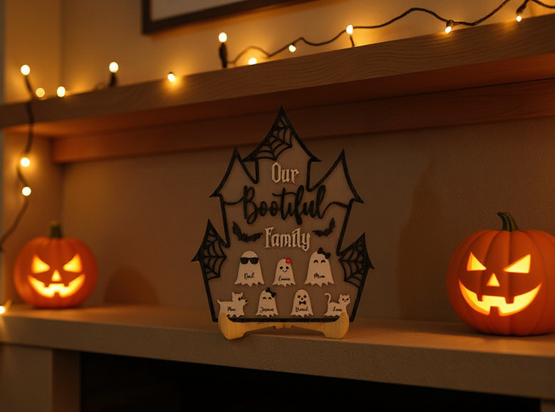 Personalized Bootiful Family Wood Sign - Charming Halloween Decor For Families