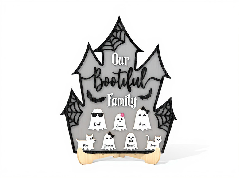 Personalized Bootiful Family Wood Sign - Charming Halloween Decor For Families