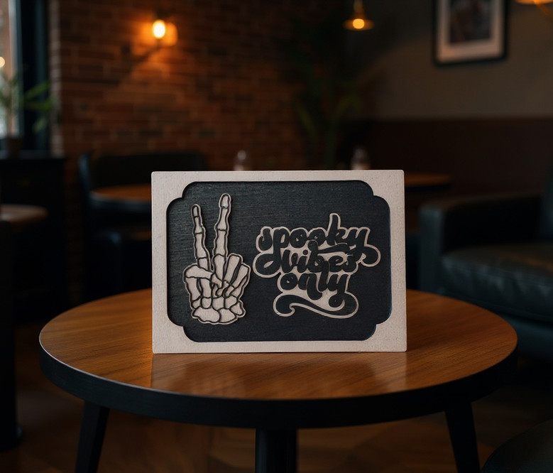 Personalized Skeleton Hand Peace Sign For Halloween - Spooky Decor For Living Room
