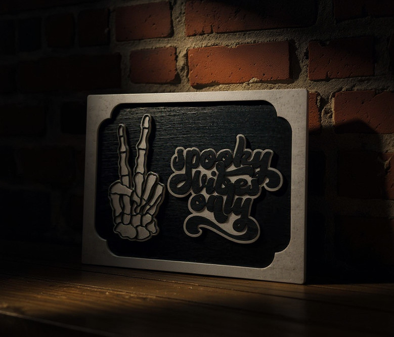 Personalized Skeleton Hand Peace Sign For Halloween - Spooky Decor For Living Room