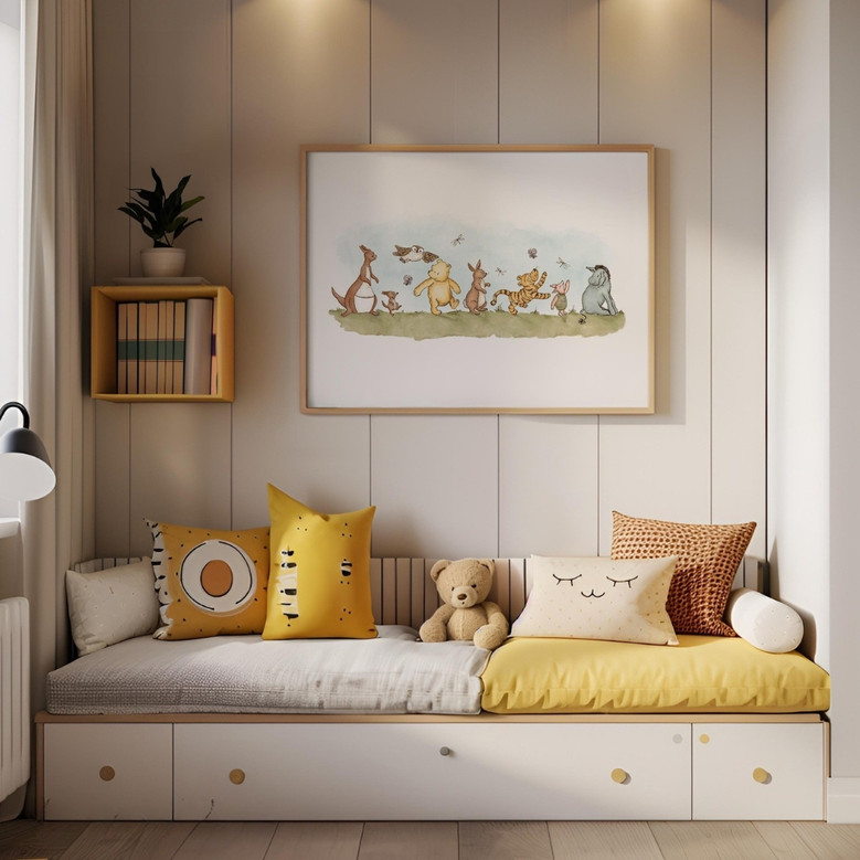 Classic Winnie the Pooh Nursery Wall Art - Baby's Room Decor & Baby Shower Gift