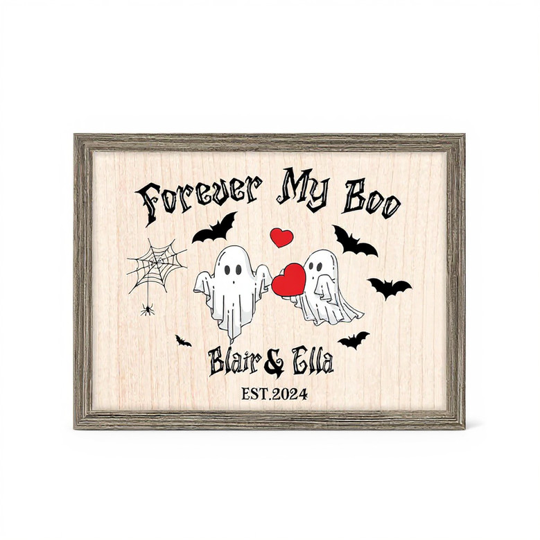 Halloween Gothic Decor With Forever My Boo Wood Sign For Couples - Custom Names