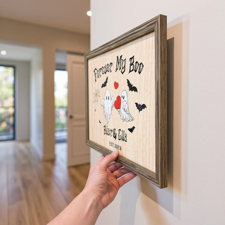 Halloween Gothic Decor With Forever My Boo Wood Sign For Couples - Custom Names