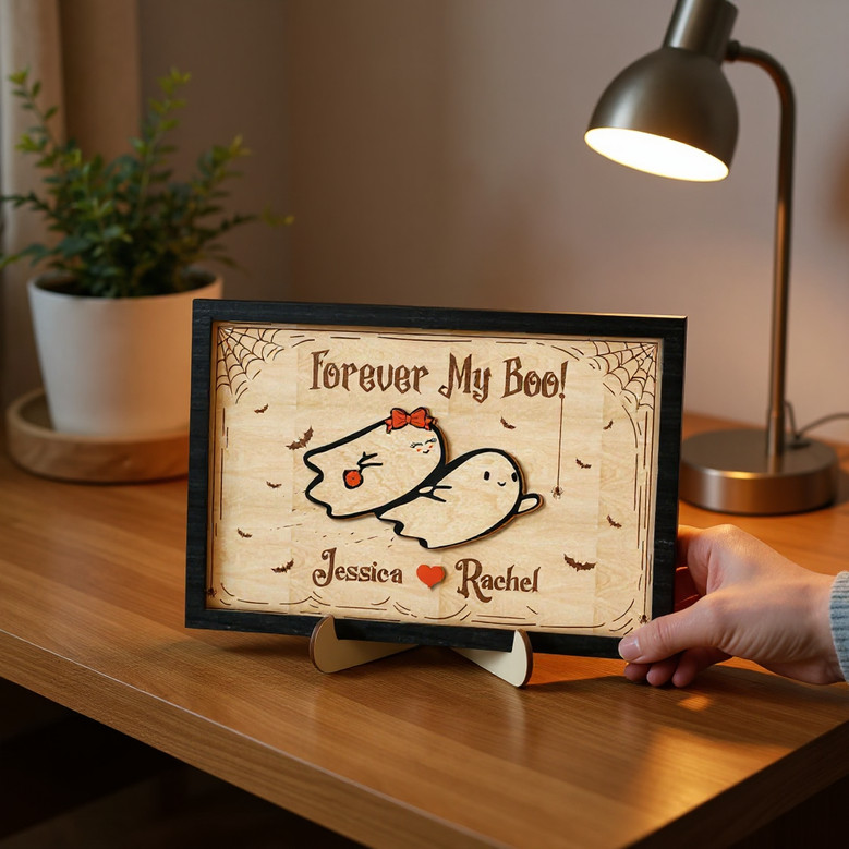 Personalized Forever My Boo Ghost Couple Wood Sign For Gothic Halloween Decor And Couples