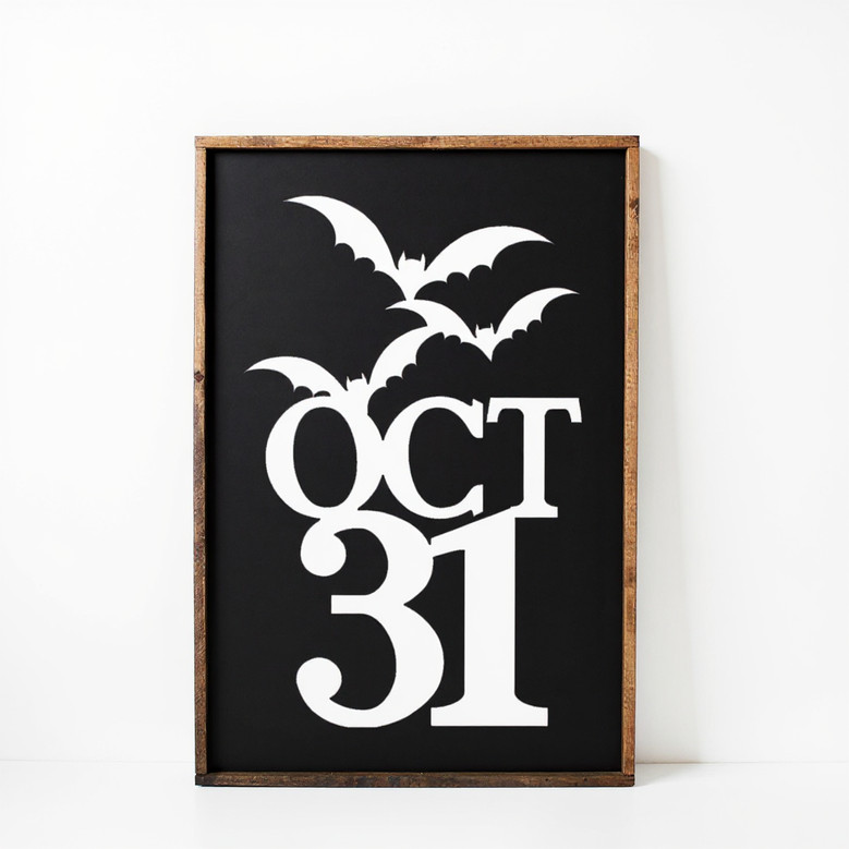 October 31 Halloween Canvas - Rustic Farmhouse Style Creepy DéCor With Spider Web Design For Entryway