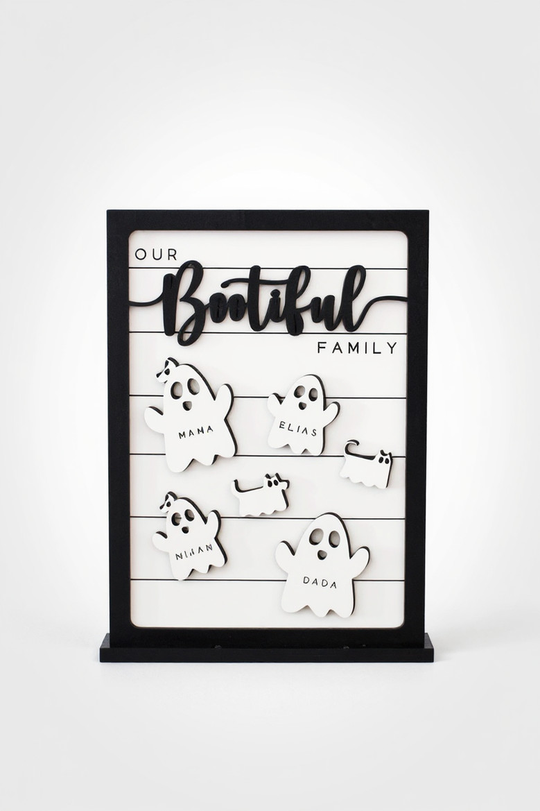Custom Halloween Wood Sign For a Bootiful Family - Personalized Halloween Decor For Shelves