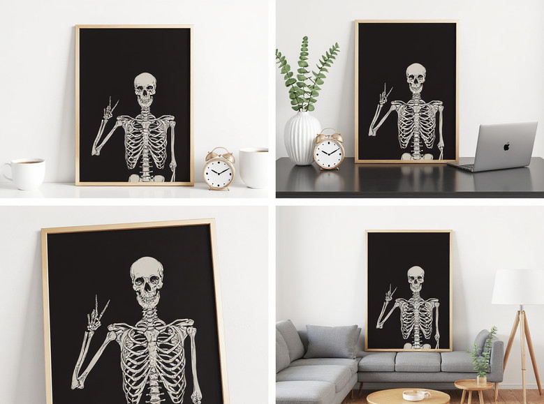 Skeleton Wall Art Canvas For Halloween Decor