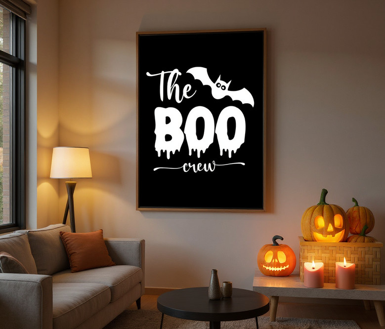 Spooky Cute Halloween Boo Crew Canvas Print - Black And White Wall Art For Halloween DéCor