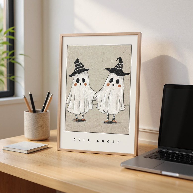 Halloween canvas wall art with Forever My Boo message, minimalist typography, charcoal background, perfect for living room