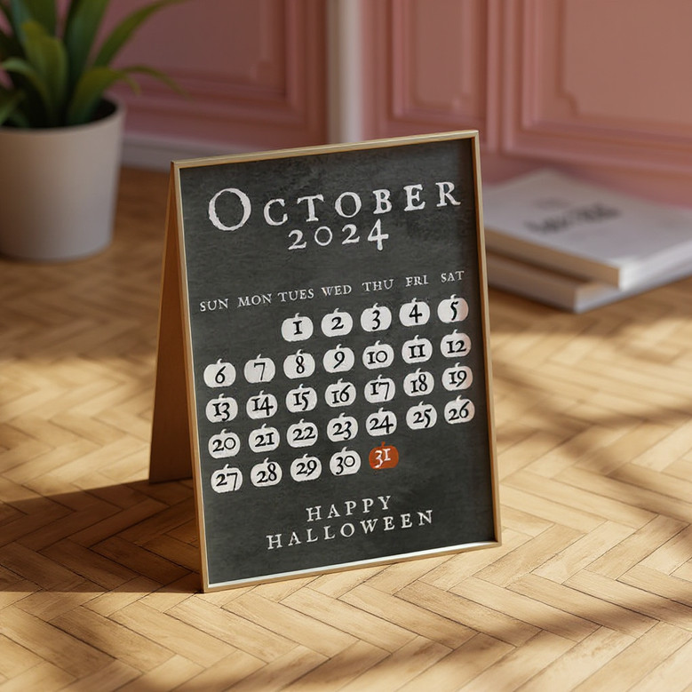 Halloween advent calendar canvas wall decor, 31-day October 31 countdown artwork for seasonal spooky home display