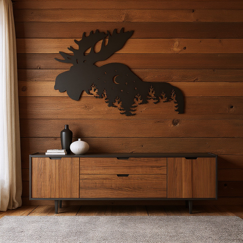 Rustic Moose Metal Wall Art for Home Décor