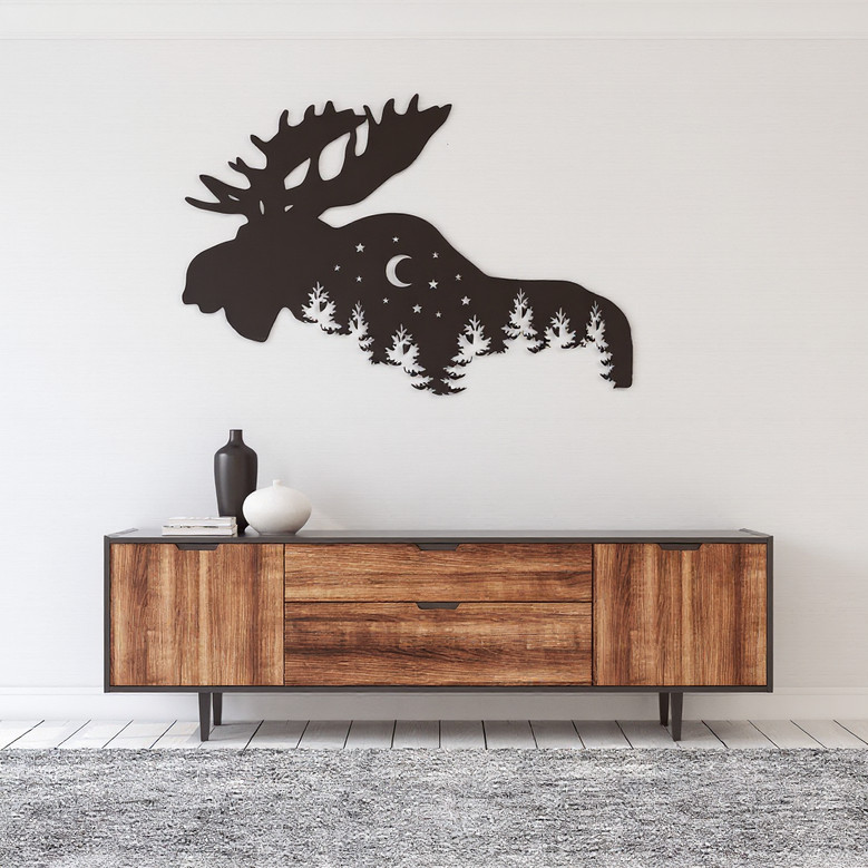 Rustic Moose Metal Wall Art for Home Décor