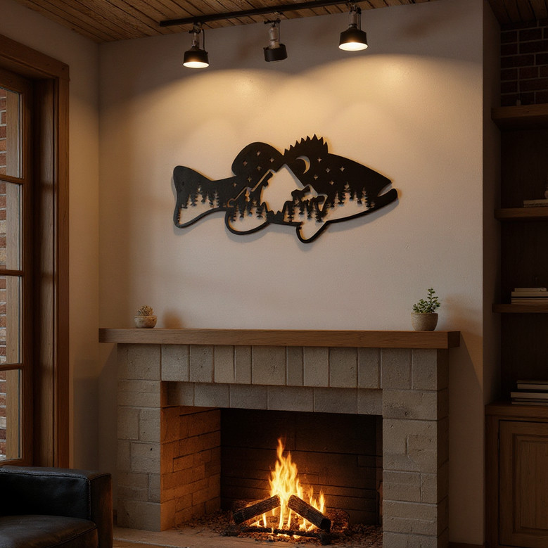 Custom Bass Fish Metal Wall Art for Home Decor