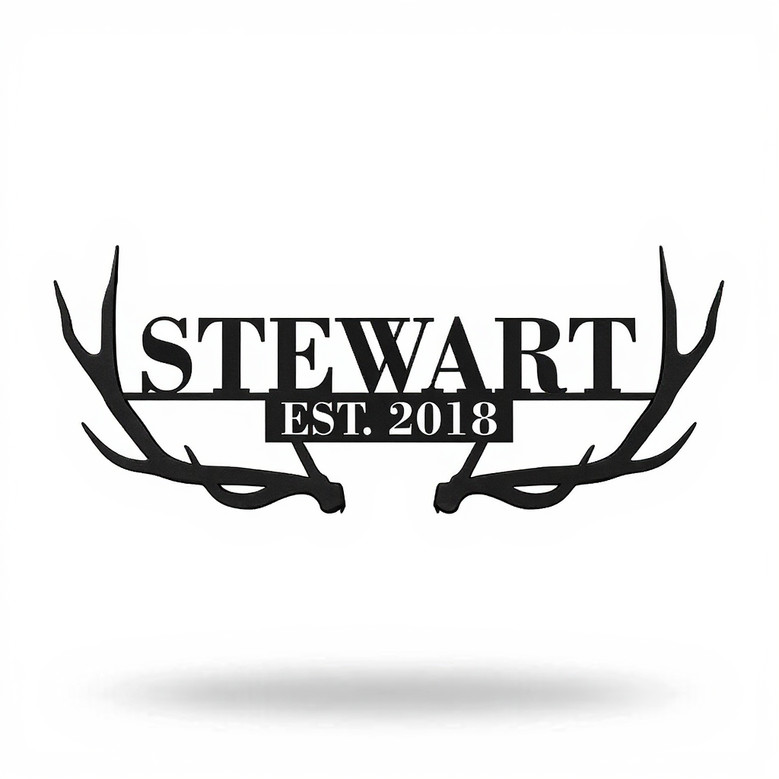 Personalized Antlers Metal Monogram Sign for Home Decor