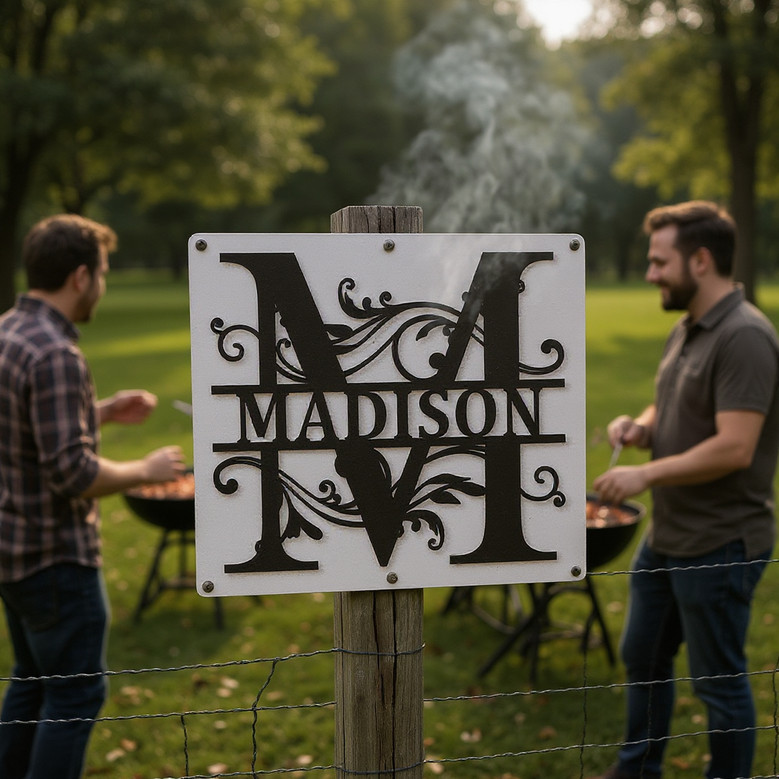 Personalized split initial metal wall art, bold monogram with custom family name, stylish anniversary gift for couples Personalized split initial metal wall art, bold monogram with custom family name, stylish anniversary gift for couples