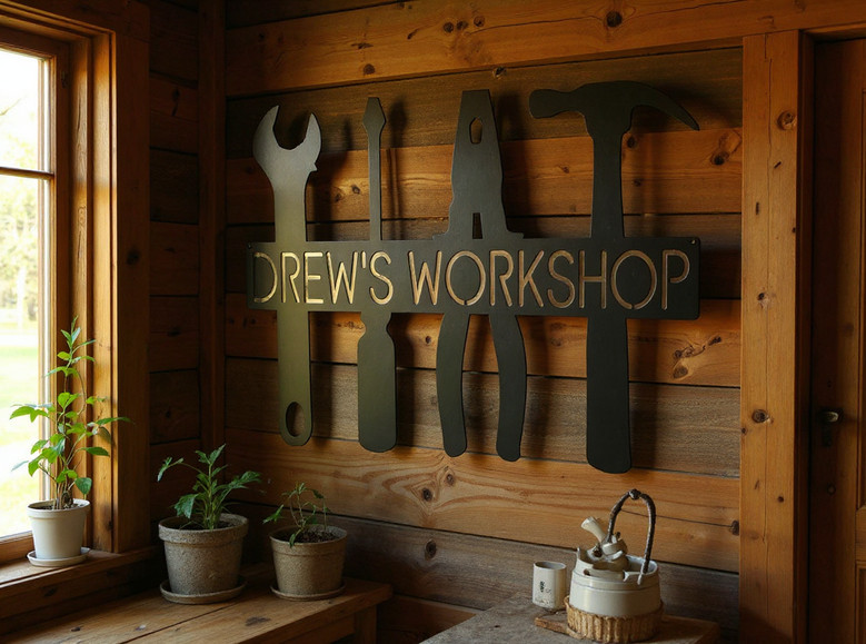 personalized dad's workshop metal sign, custom name garage wall plaque, thoughtful father's day or men's birthday gift personalized dad's workshop metal sign, custom name garage wall plaque, thoughtful father's day or men's birthday gift