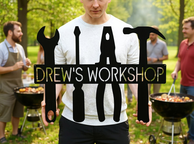 custom workshop garage metal sign for dad, personalized with family name, rugged decor and ideal father's day gift custom workshop garage metal sign for dad, personalized with family name, rugged decor and ideal father's day gift