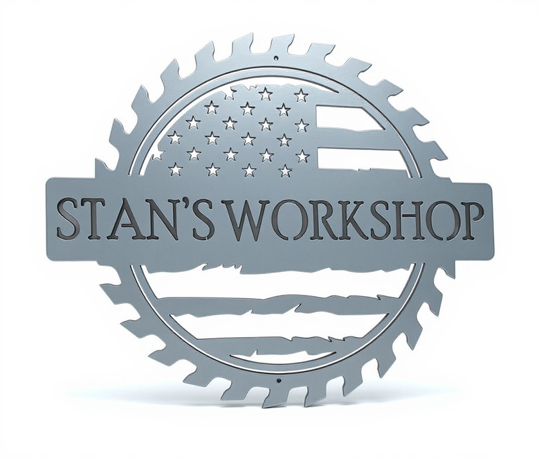 Tattered American flag dad workshop metal sign, personalized name, rustic steel for garage decor, horizontal mounting holes Tattered American flag dad workshop metal sign, personalized name, rustic steel for garage decor, horizontal mounting holes