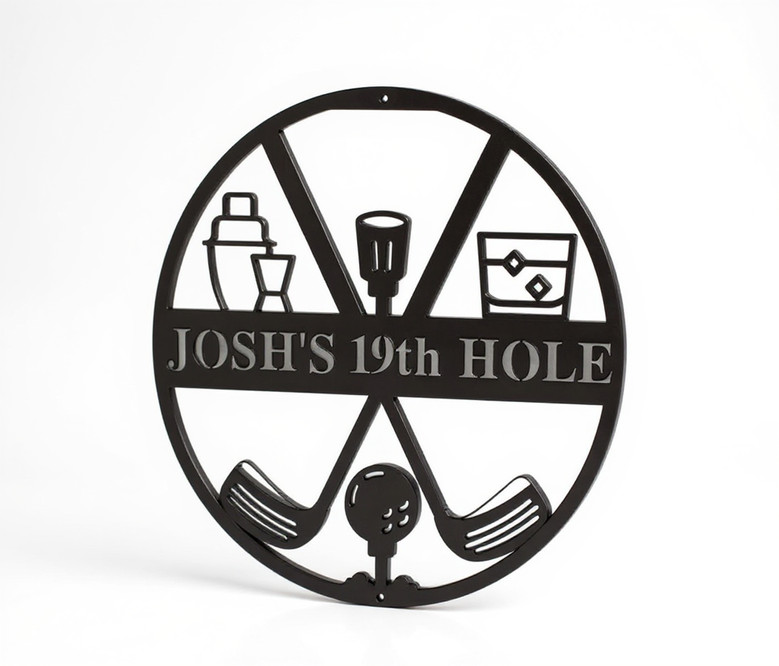 Golf metal wall art for Dad, personalized with family name, perfect man cave decor and a thoughtful gift for golf lovers Golf metal wall art for Dad, personalized with family name, perfect man cave decor and a thoughtful gift for golf lovers