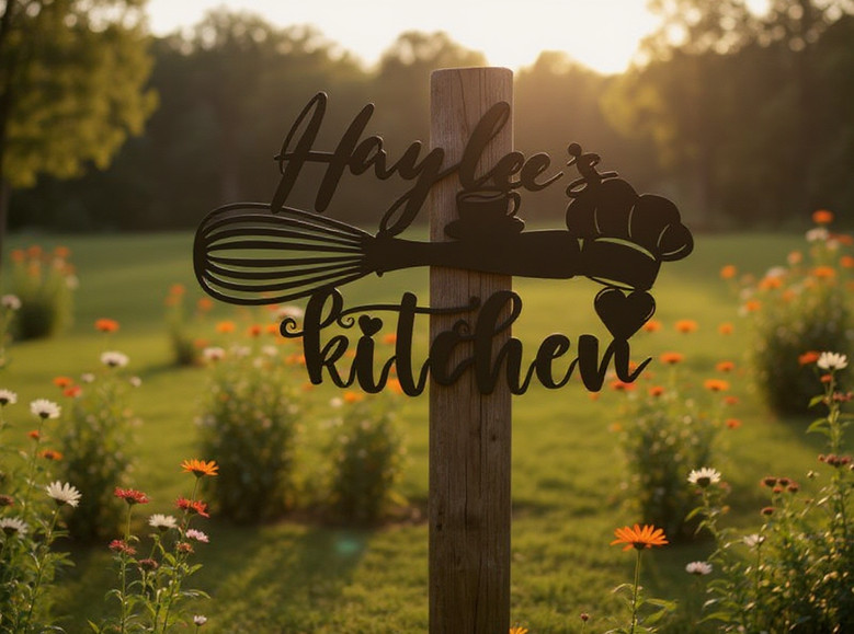 Grandma's Kitchen metal sign, brushed aluminum finish, personalized with family name and est. date for a housewarming gift Grandma's Kitchen metal sign, brushed aluminum finish, personalized with family name and est. date for a housewarming gift